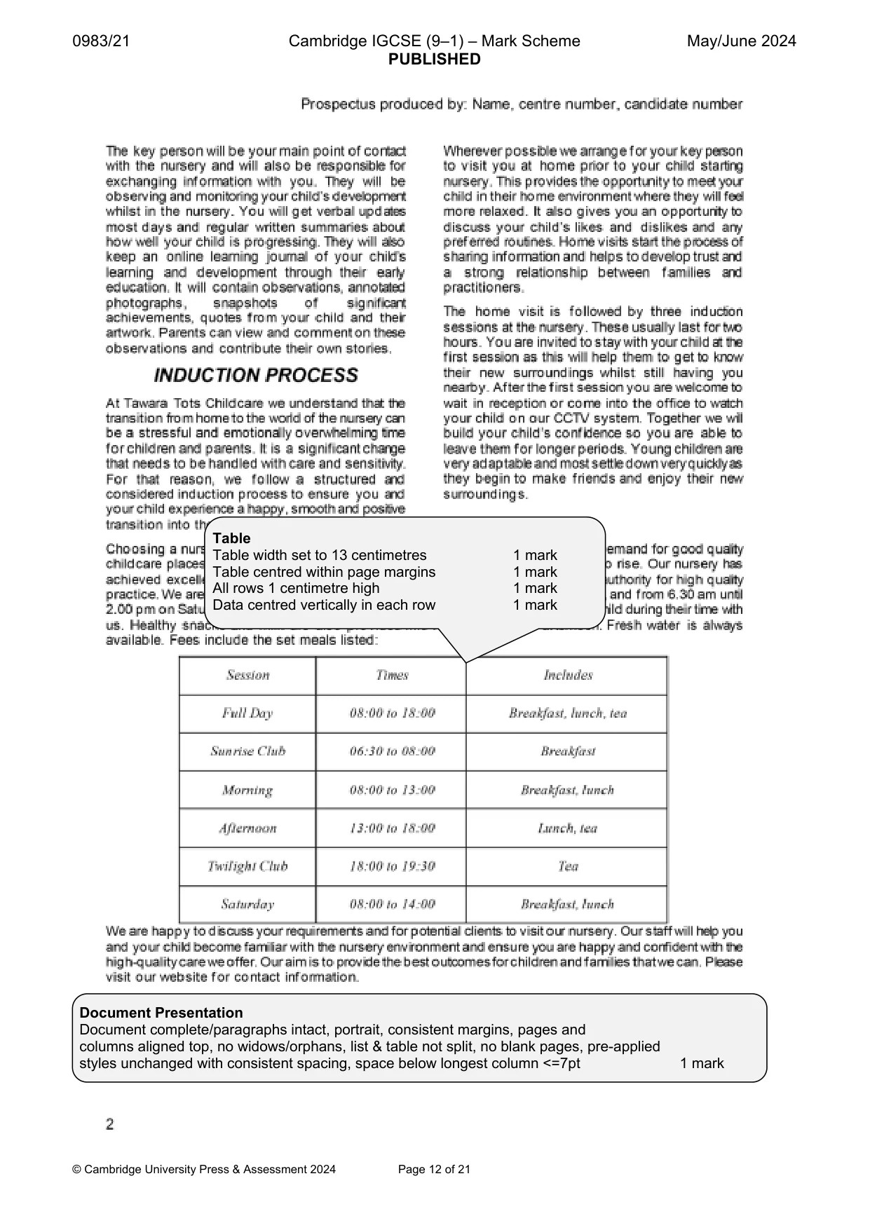 Mark scheme, page 12 of 21