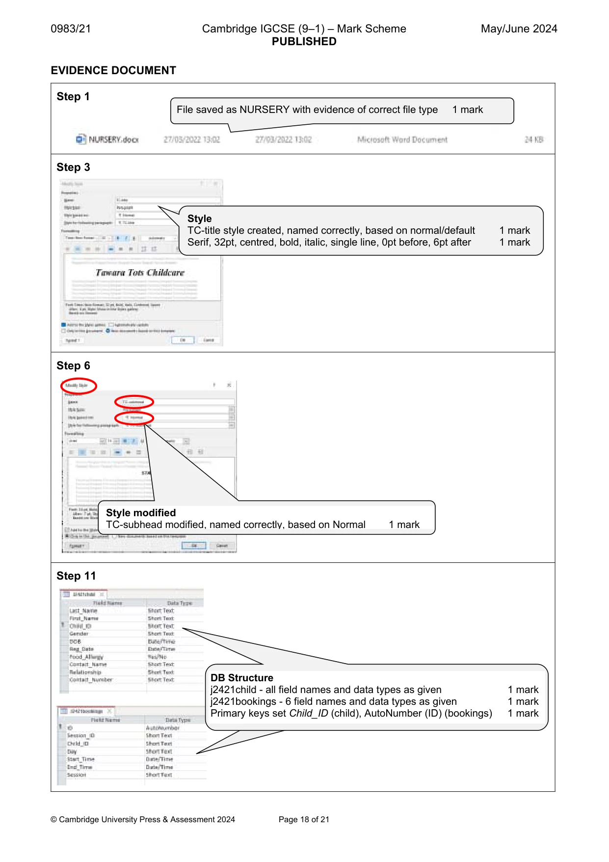 Mark scheme, page 18 of 21