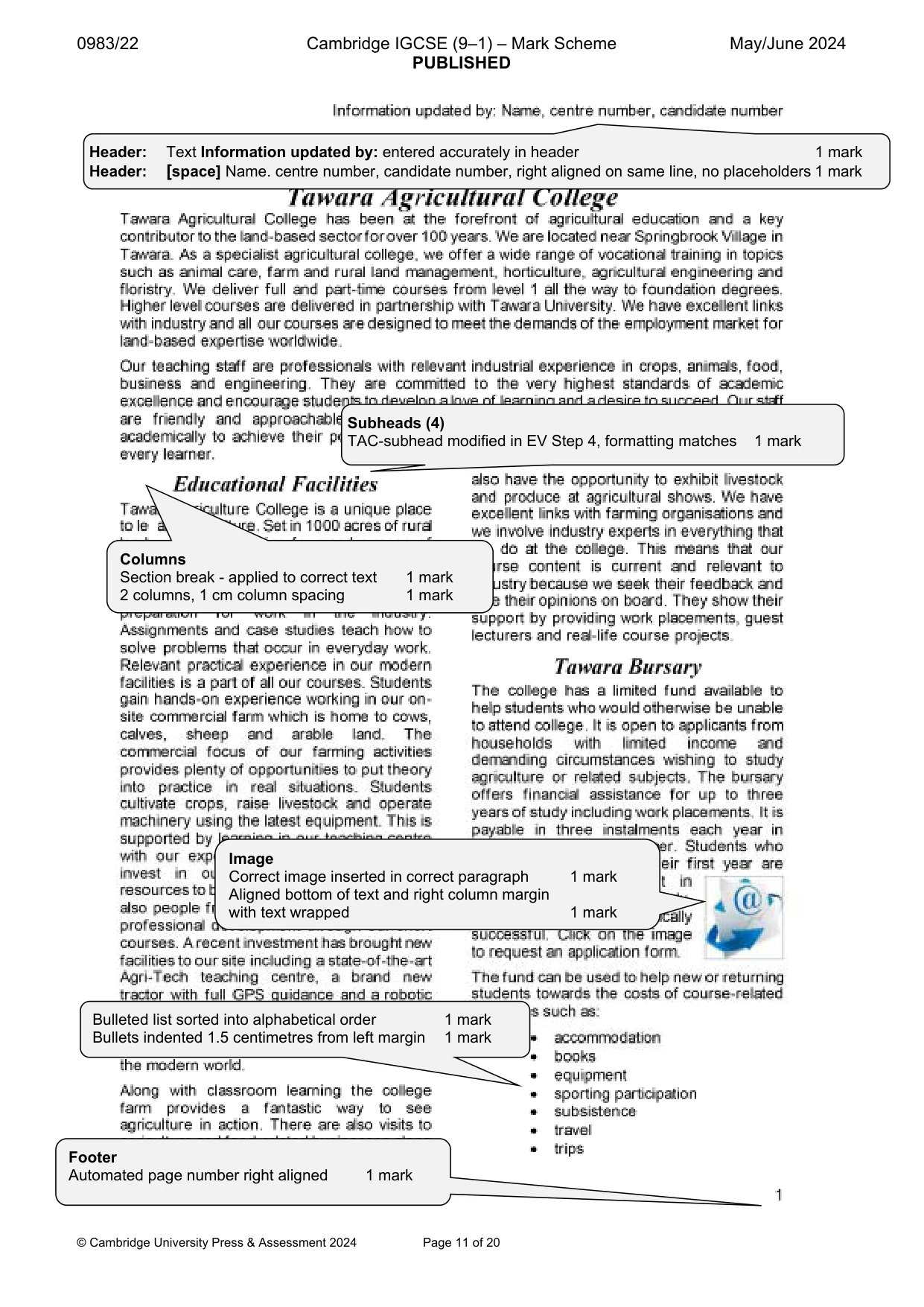 Mark scheme, page 11 of 20