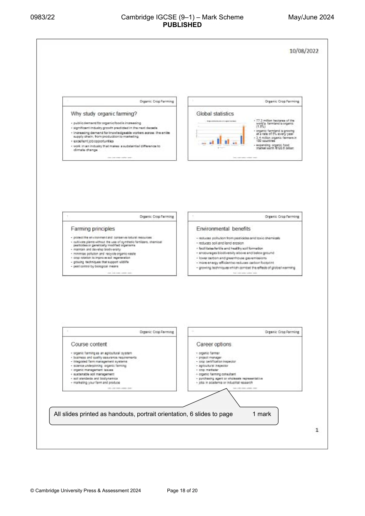 Mark scheme, page 18 of 20