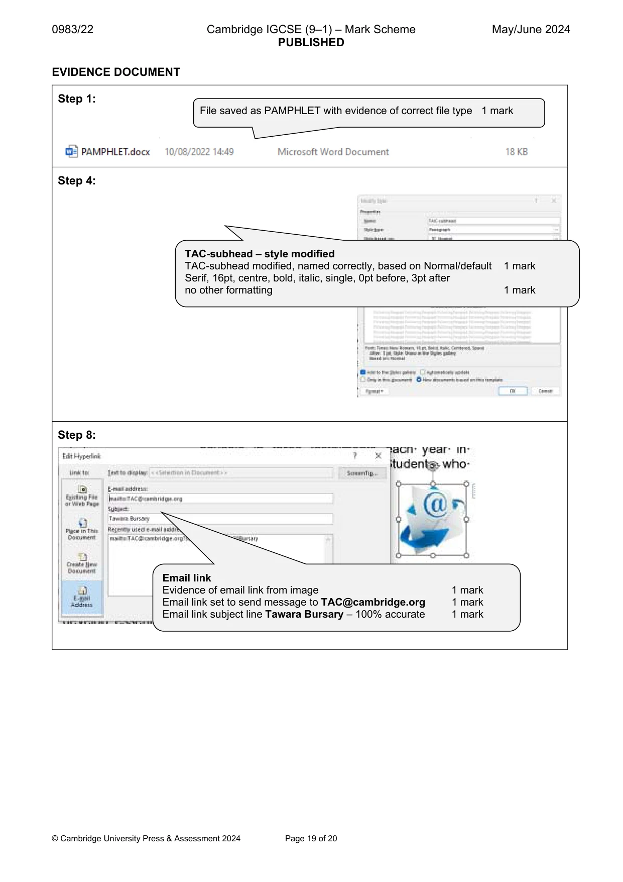 Mark scheme, page 19 of 20