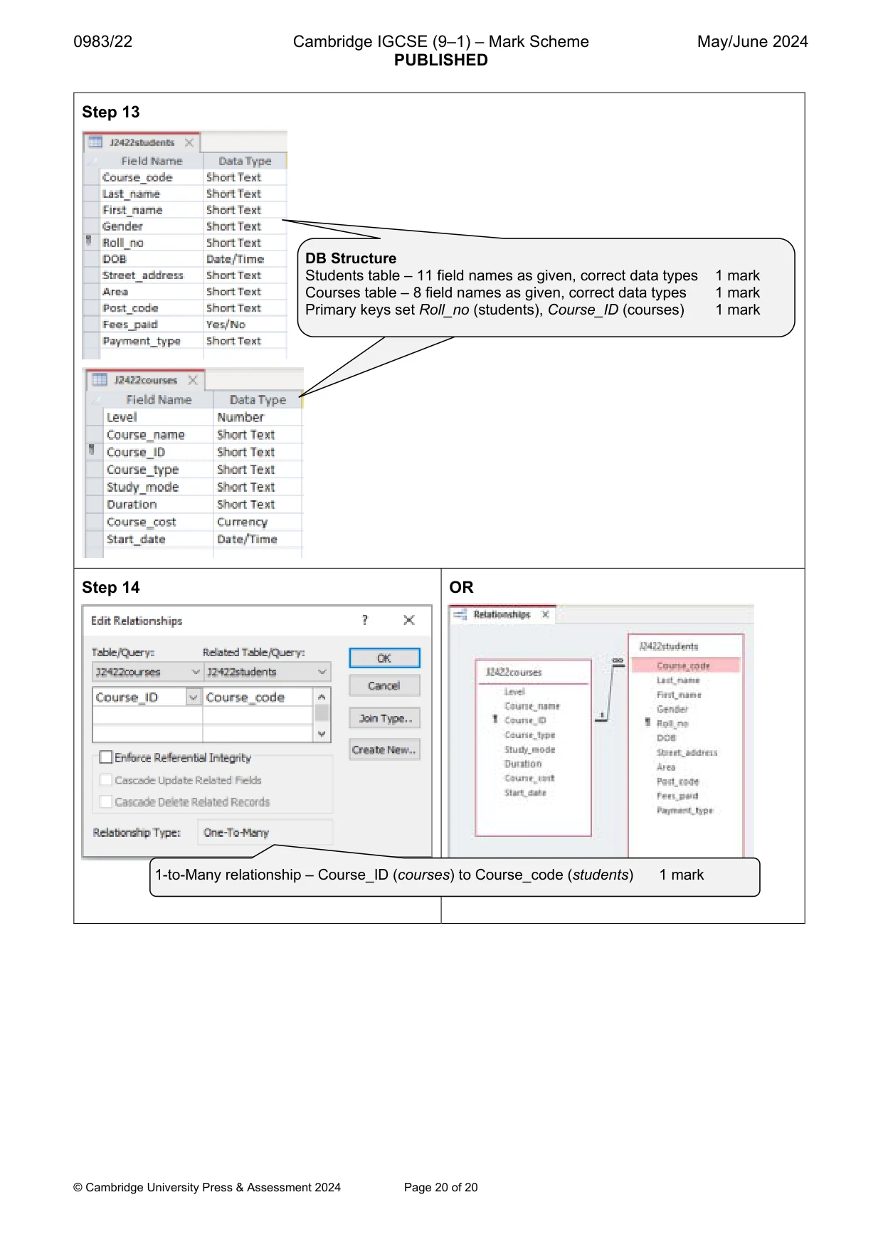Mark scheme, page 20 of 20