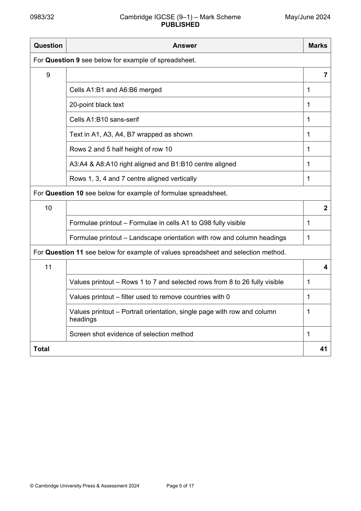 Mark scheme, page 5 of 17