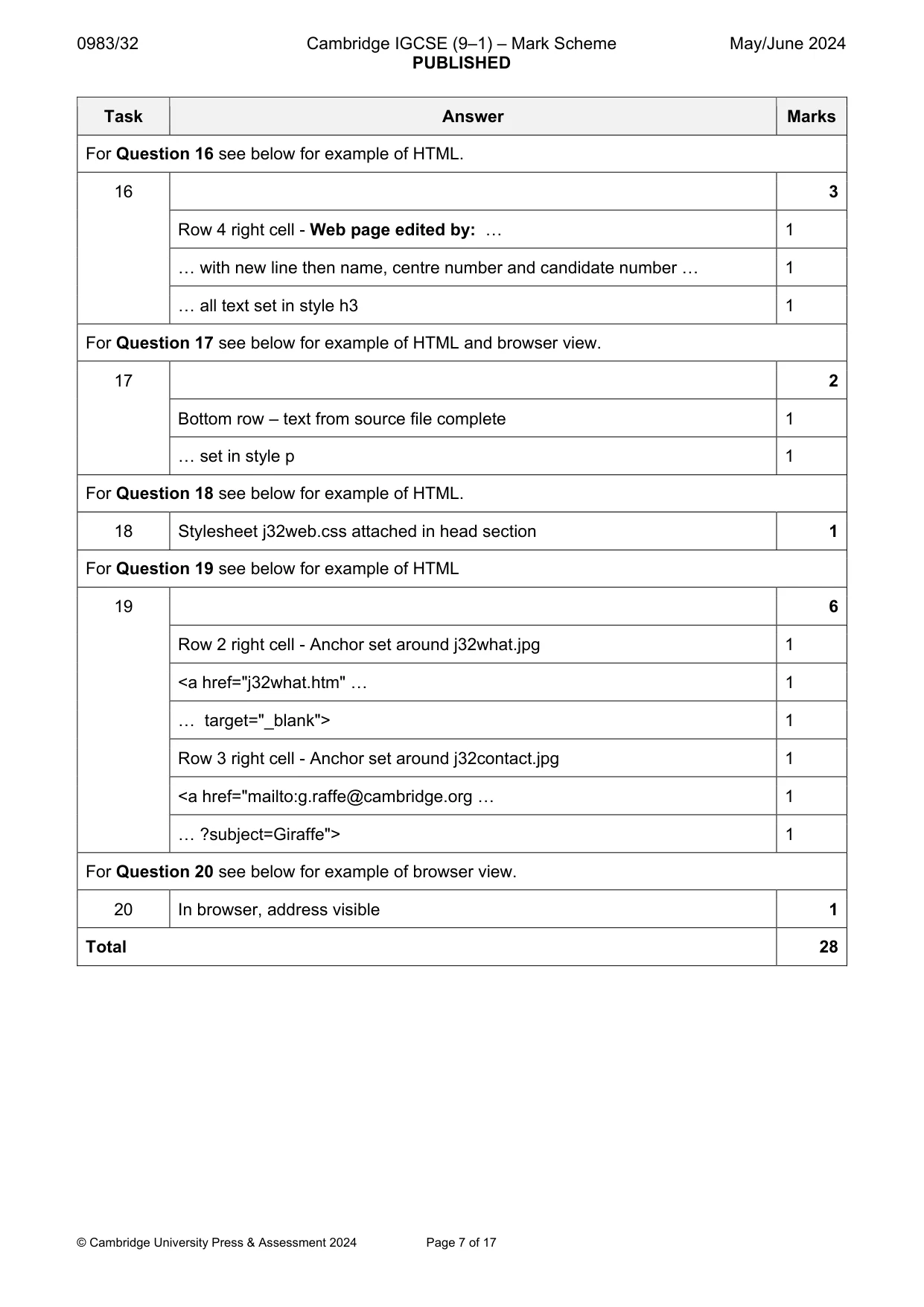 Mark scheme, page 7 of 17