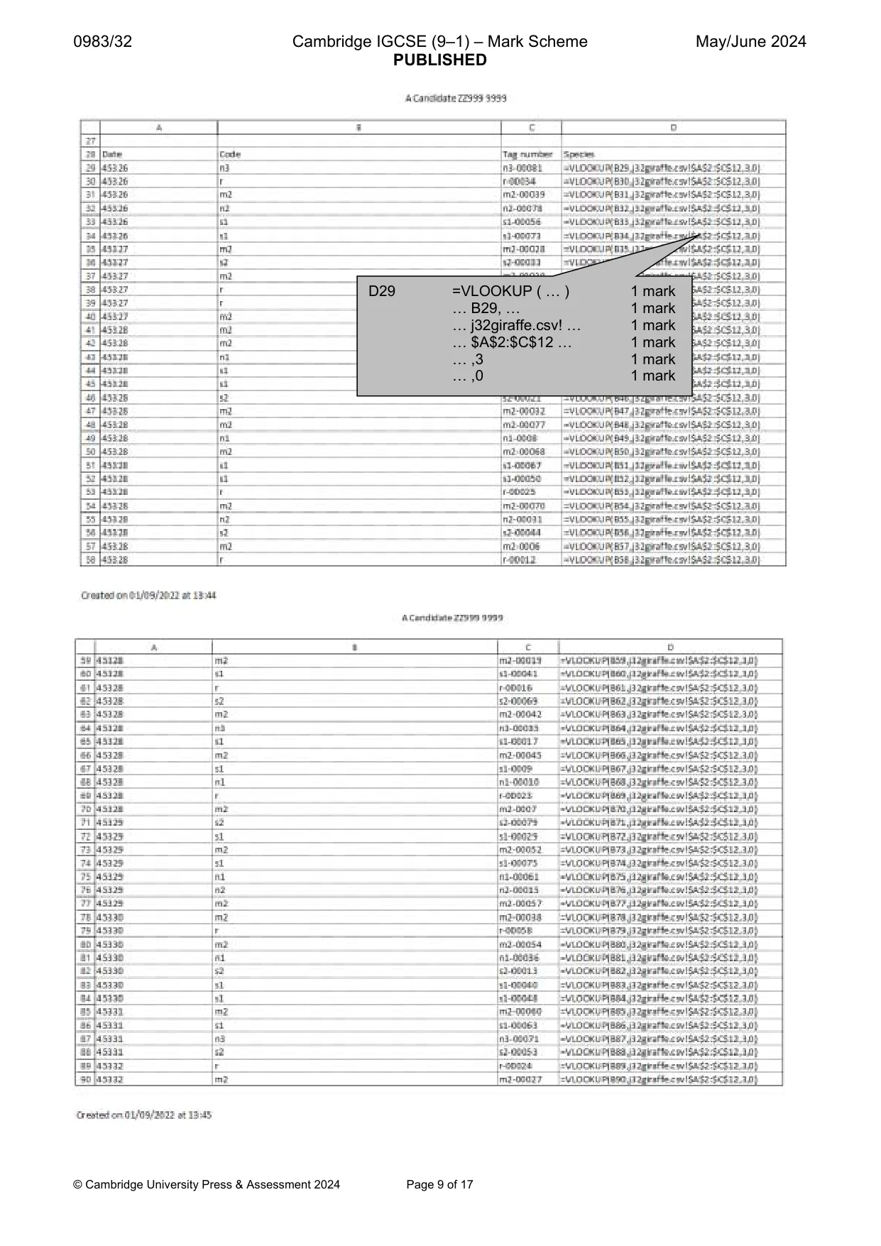 Mark scheme, page 9 of 17