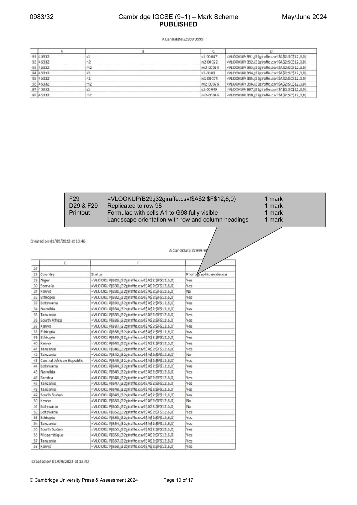 Mark scheme, page 10 of 17