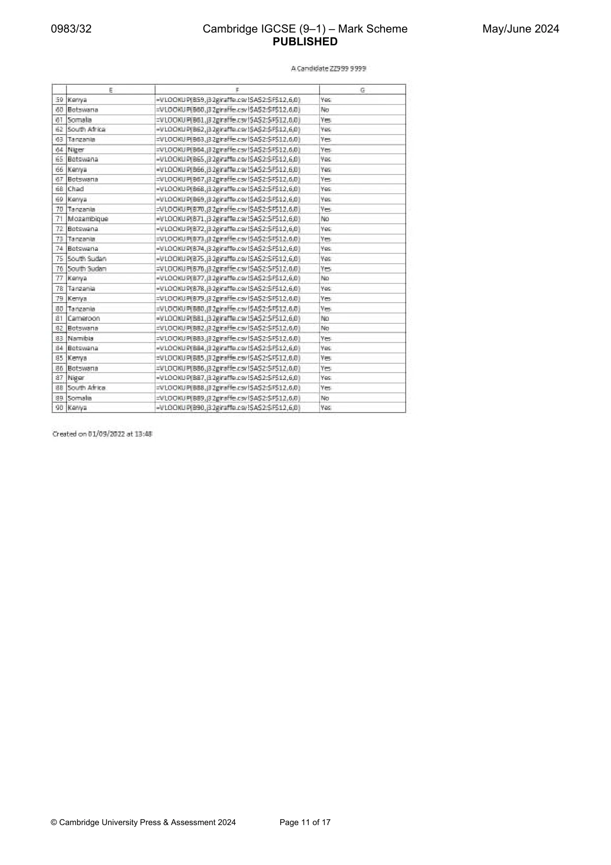 Mark scheme, page 11 of 17