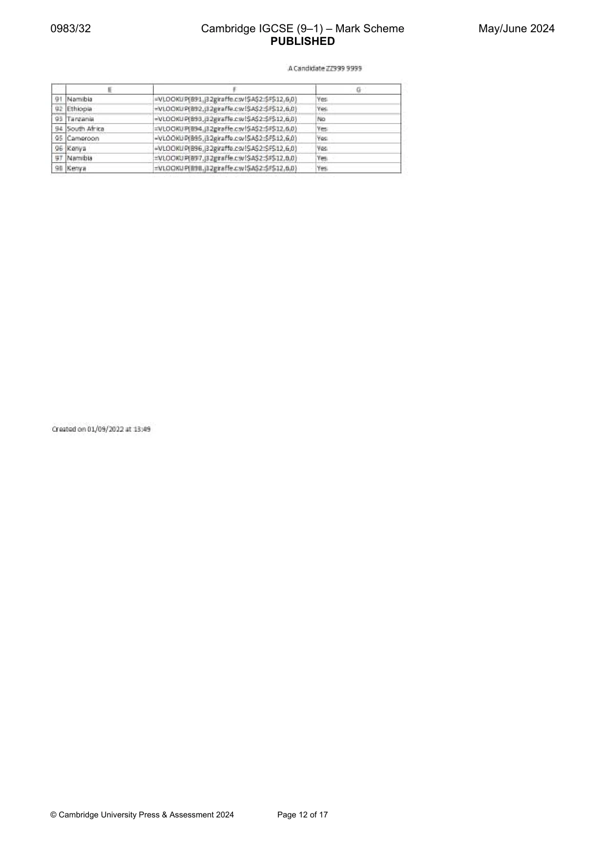Mark scheme, page 12 of 17