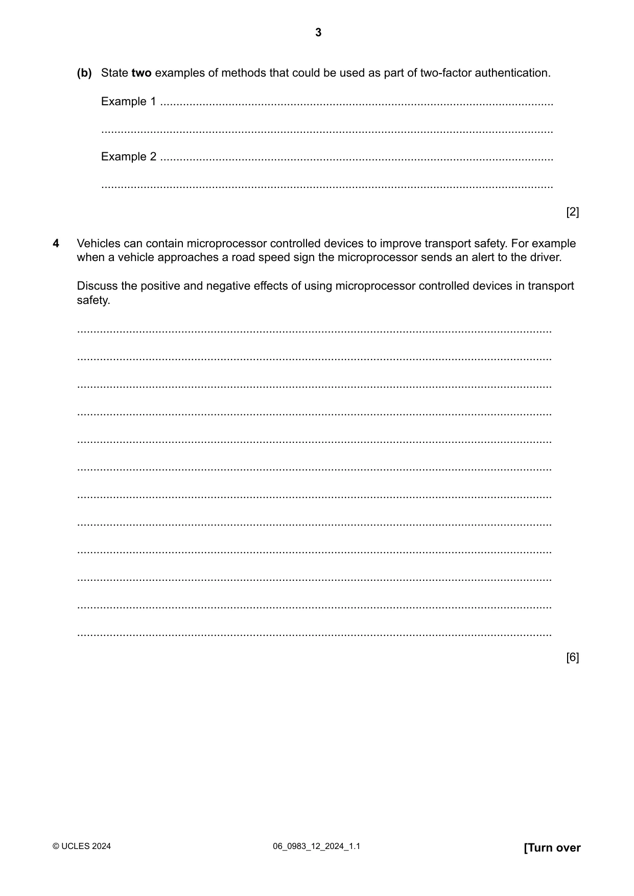 Cambridge IGCSE Information and Communication Technology (9-1) 0983 2024 May/June Paper 1 · Variant 2 question paper, page 3 of 16