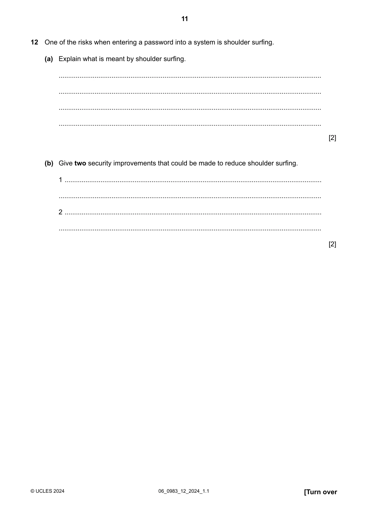 Cambridge IGCSE Information and Communication Technology (9-1) 0983 2024 May/June Paper 1 · Variant 2 question paper, page 11 of 16