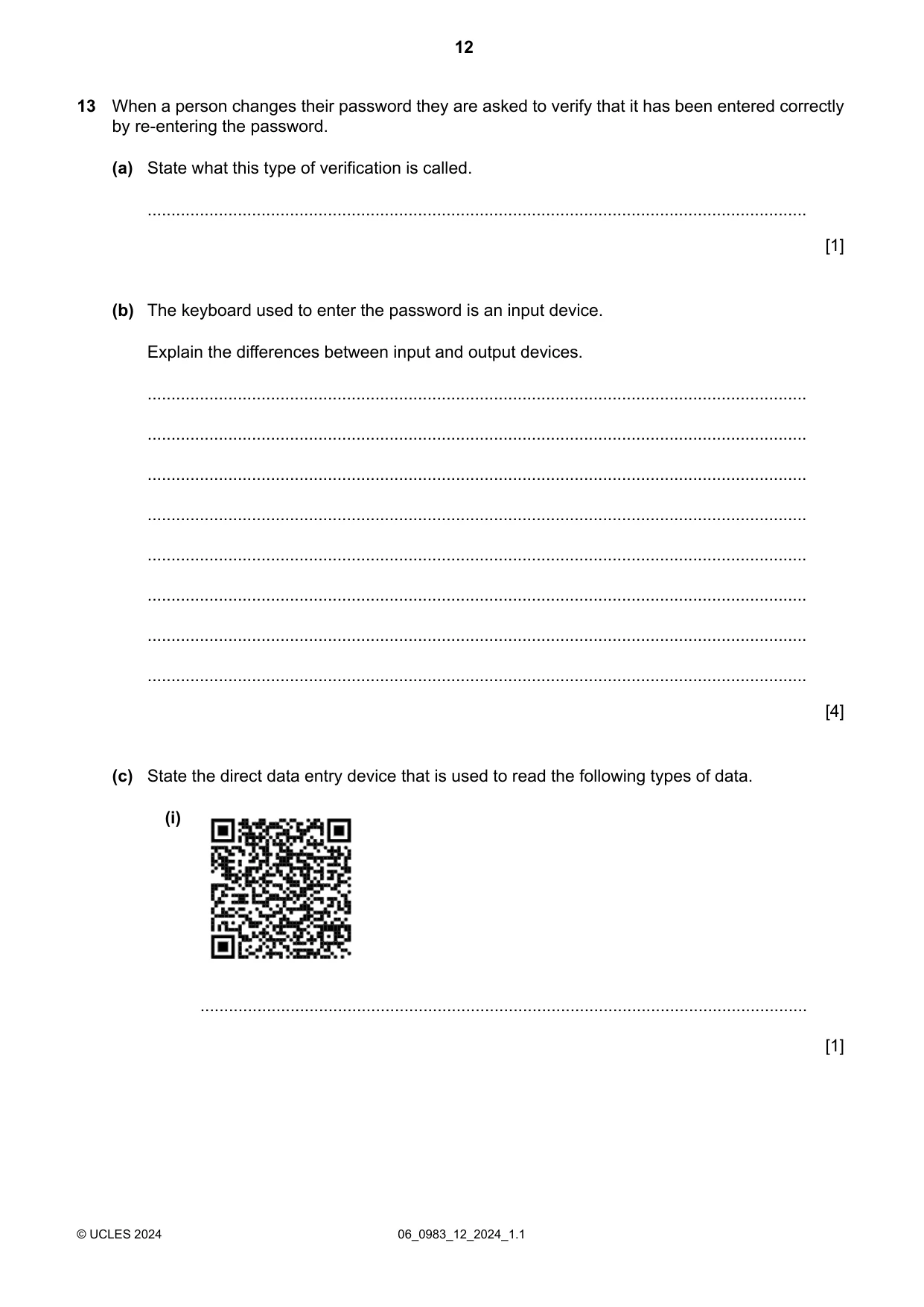 Cambridge IGCSE Information and Communication Technology (9-1) 0983 2024 May/June Paper 1 · Variant 2 question paper, page 12 of 16