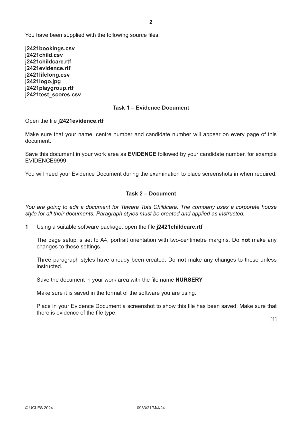Cambridge IGCSE Information and Communication Technology (9-1) 0983 2024 May/June Paper 2 · Variant 1 question paper, page 2 of 12