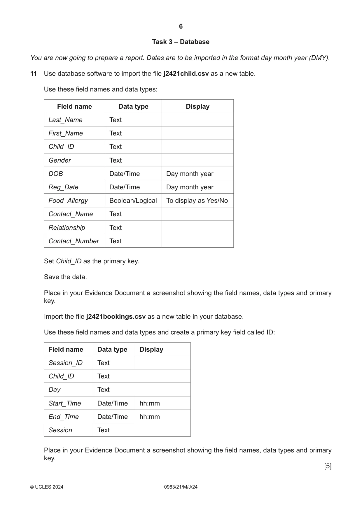Cambridge IGCSE Information and Communication Technology (9-1) 0983 2024 May/June Paper 2 · Variant 1 question paper, page 6 of 12