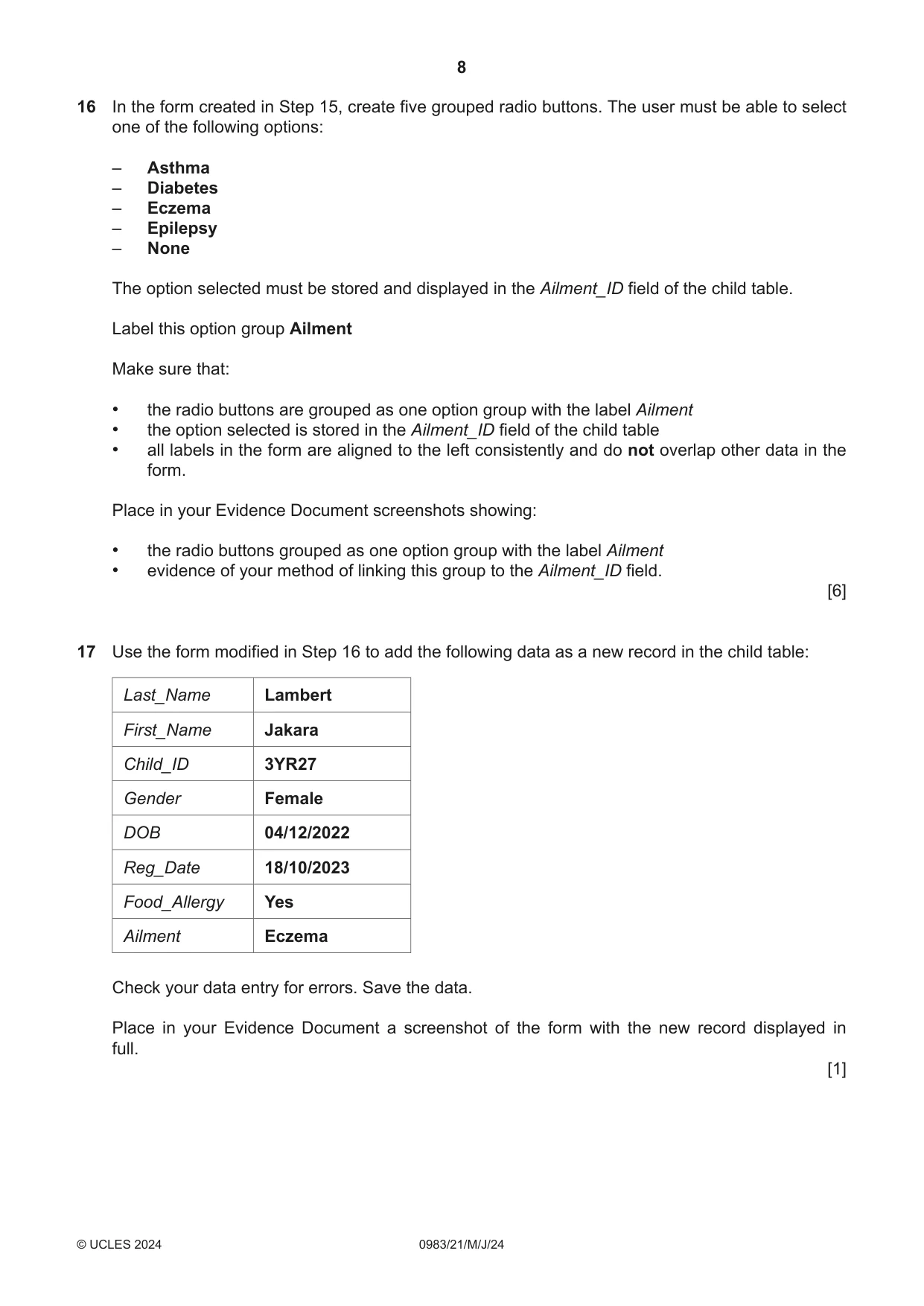 Cambridge IGCSE Information and Communication Technology (9-1) 0983 2024 May/June Paper 2 · Variant 1 question paper, page 8 of 12