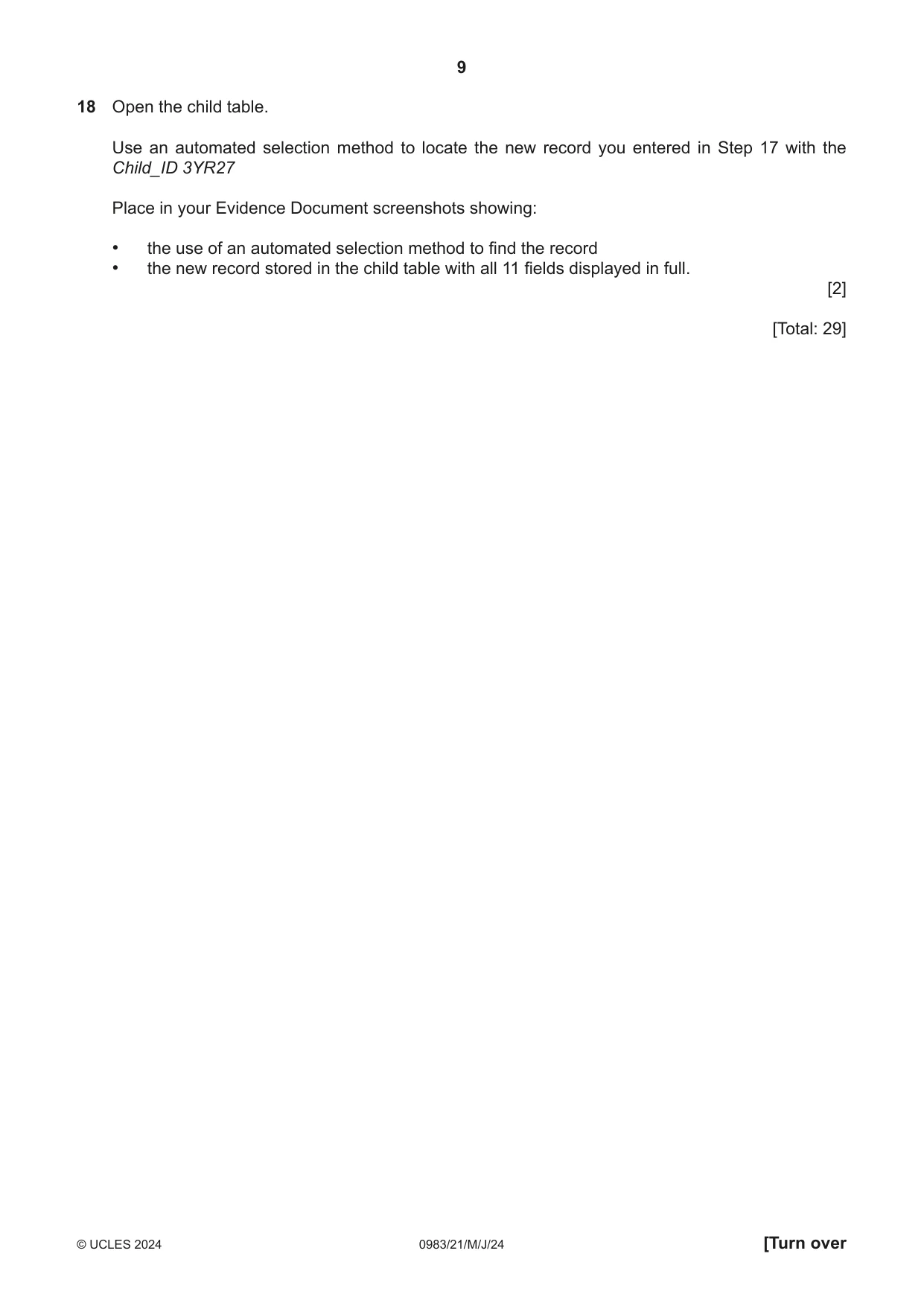 Cambridge IGCSE Information and Communication Technology (9-1) 0983 2024 May/June Paper 2 · Variant 1 question paper, page 9 of 12