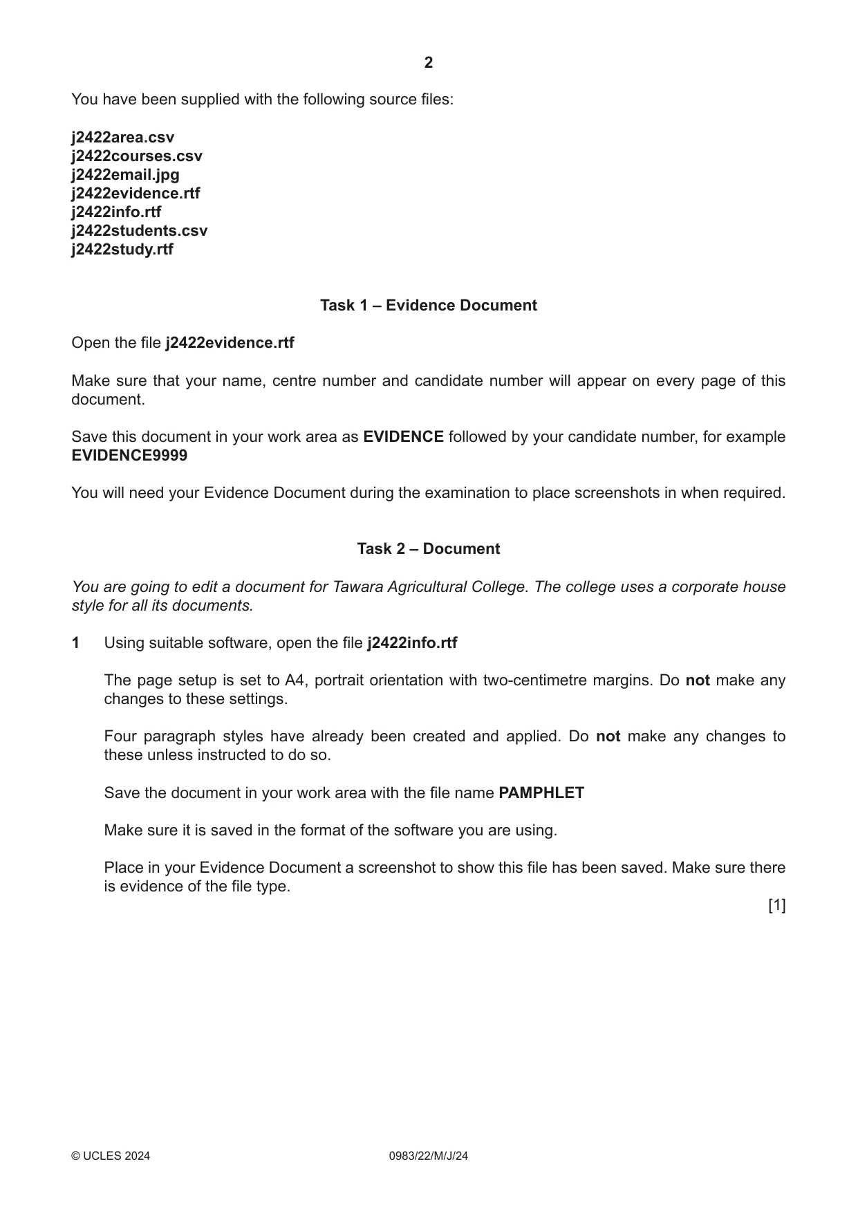 Cambridge IGCSE Information and Communication Technology (9-1) 0983 2024 May/June Paper 2 · Variant 2 question paper, page 2 of 12