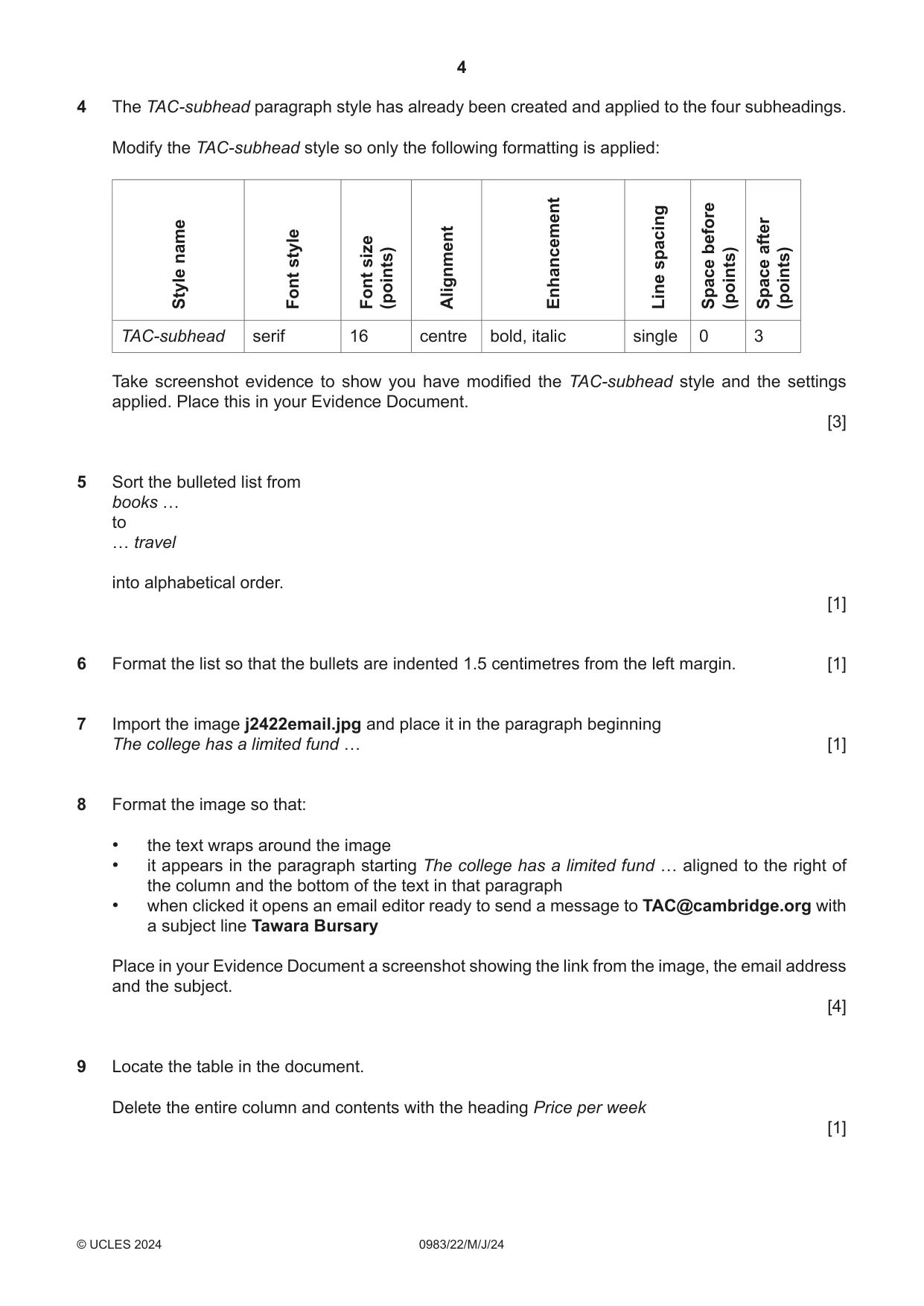 Cambridge IGCSE Information and Communication Technology (9-1) 0983 2024 May/June Paper 2 · Variant 2 question paper, page 4 of 12