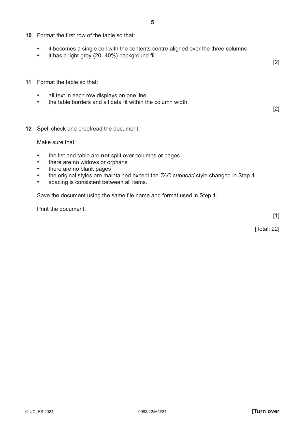 Cambridge IGCSE Information and Communication Technology (9-1) 0983 2024 May/June Paper 2 · Variant 2 question paper, page 5 of 12