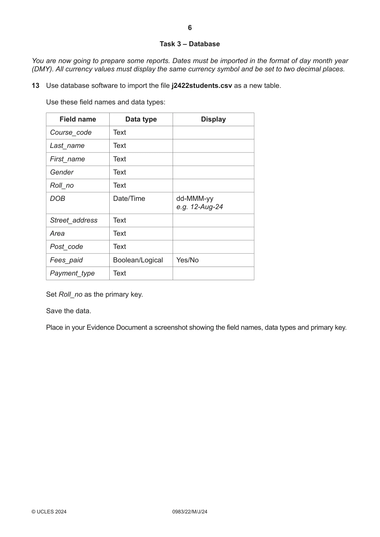 Cambridge IGCSE Information and Communication Technology (9-1) 0983 2024 May/June Paper 2 · Variant 2 question paper, page 6 of 12