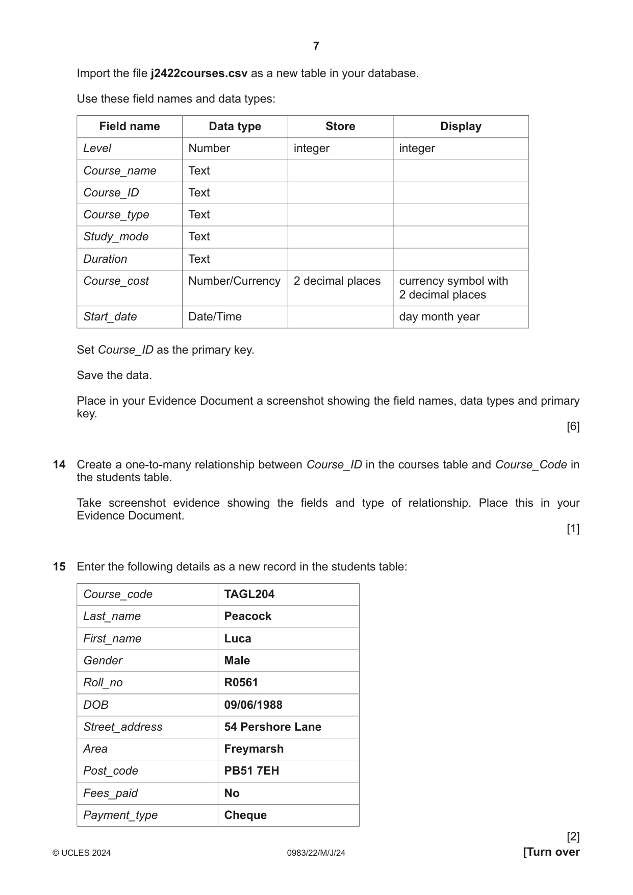 Cambridge IGCSE Information and Communication Technology (9-1) 0983 2024 May/June Paper 2 · Variant 2 question paper, page 7 of 12
