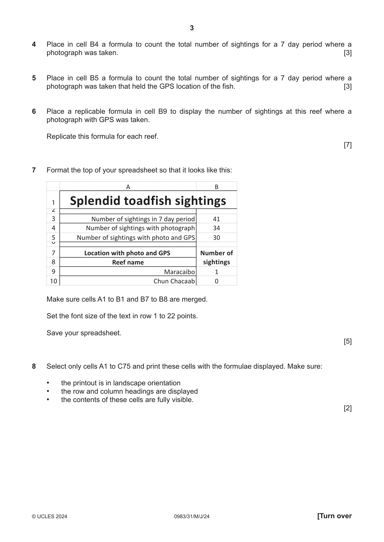 Cambridge IGCSE Information and Communication Technology (9-1) 0983 2024 May/June Paper 3 · Variant 1 question paper, page 3 of 8
