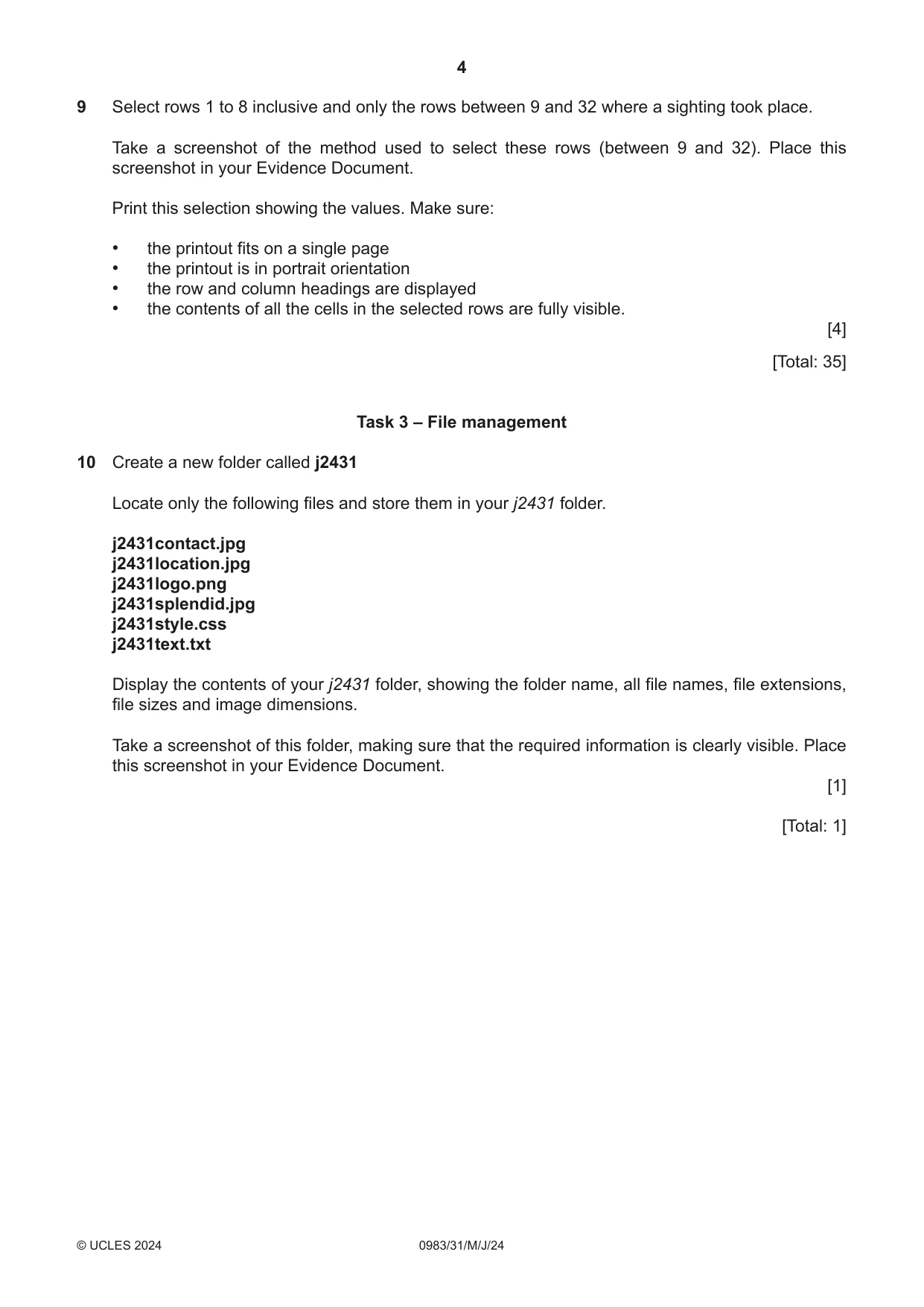 Cambridge IGCSE Information and Communication Technology (9-1) 0983 2024 May/June Paper 3 · Variant 1 question paper, page 4 of 8