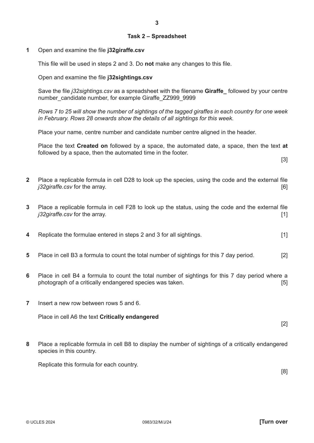 Cambridge IGCSE Information and Communication Technology (9-1) 0983 2024 May/June Paper 3 · Variant 2 question paper, page 3 of 8