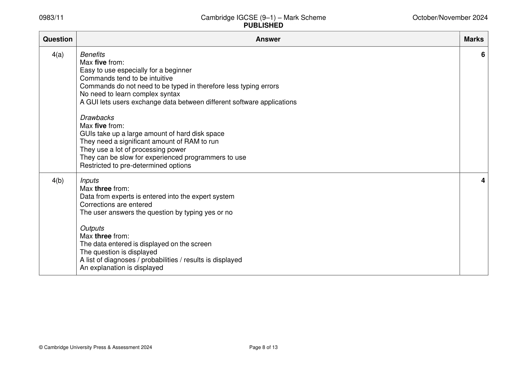 Mark scheme, page 8 of 13
