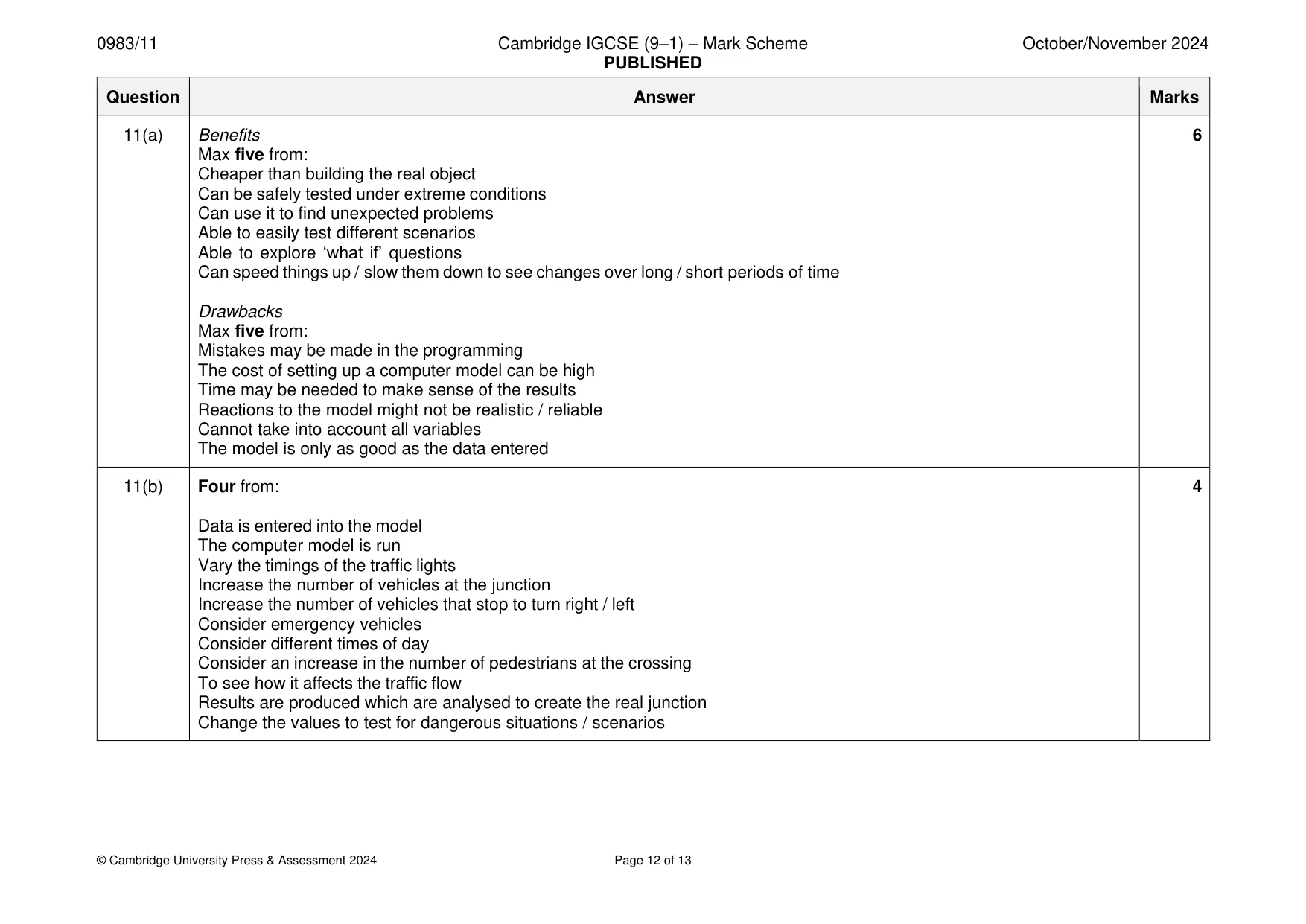 Mark scheme, page 12 of 13