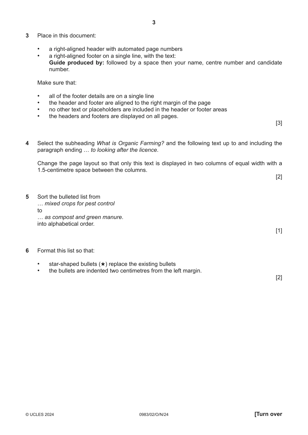 Cambridge IGCSE Information and Communication Technology (9-1) 0983 2024 Oct/Nov Paper 2 · Variant 0 question paper, page 3 of 12