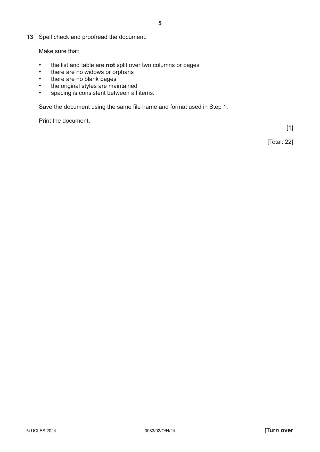 Cambridge IGCSE Information and Communication Technology (9-1) 0983 2024 Oct/Nov Paper 2 · Variant 0 question paper, page 5 of 12