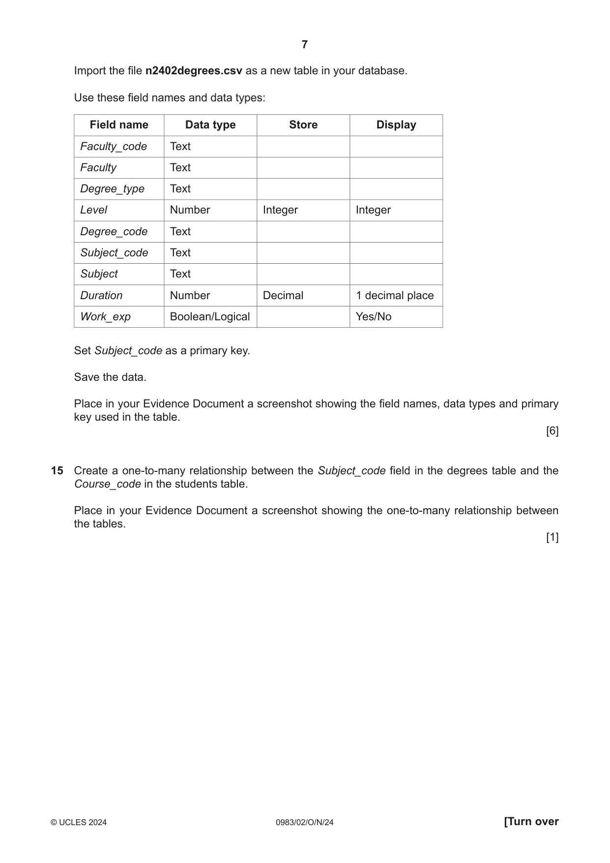Cambridge IGCSE Information and Communication Technology (9-1) 0983 2024 Oct/Nov Paper 2 · Variant 0 question paper, page 7 of 12