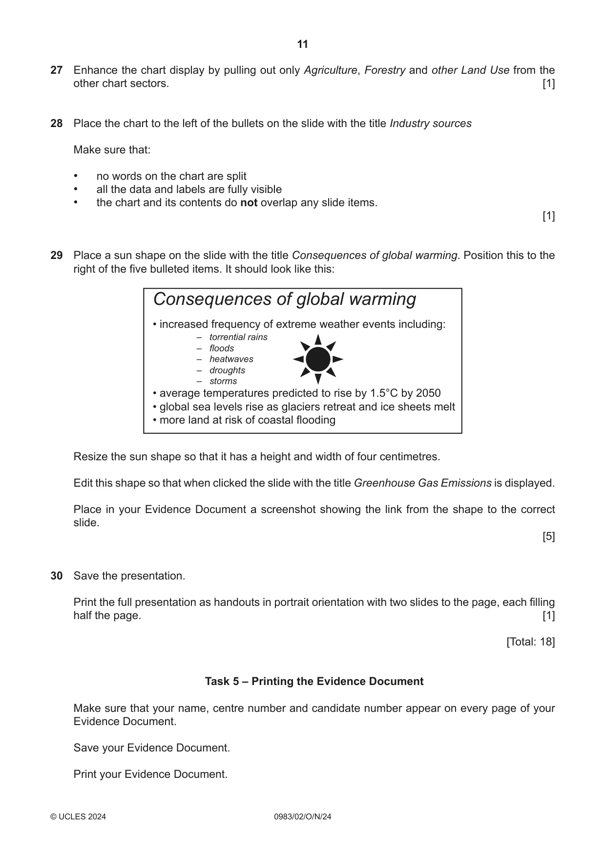 Cambridge IGCSE Information and Communication Technology (9-1) 0983 2024 Oct/Nov Paper 2 · Variant 0 question paper, page 11 of 12
