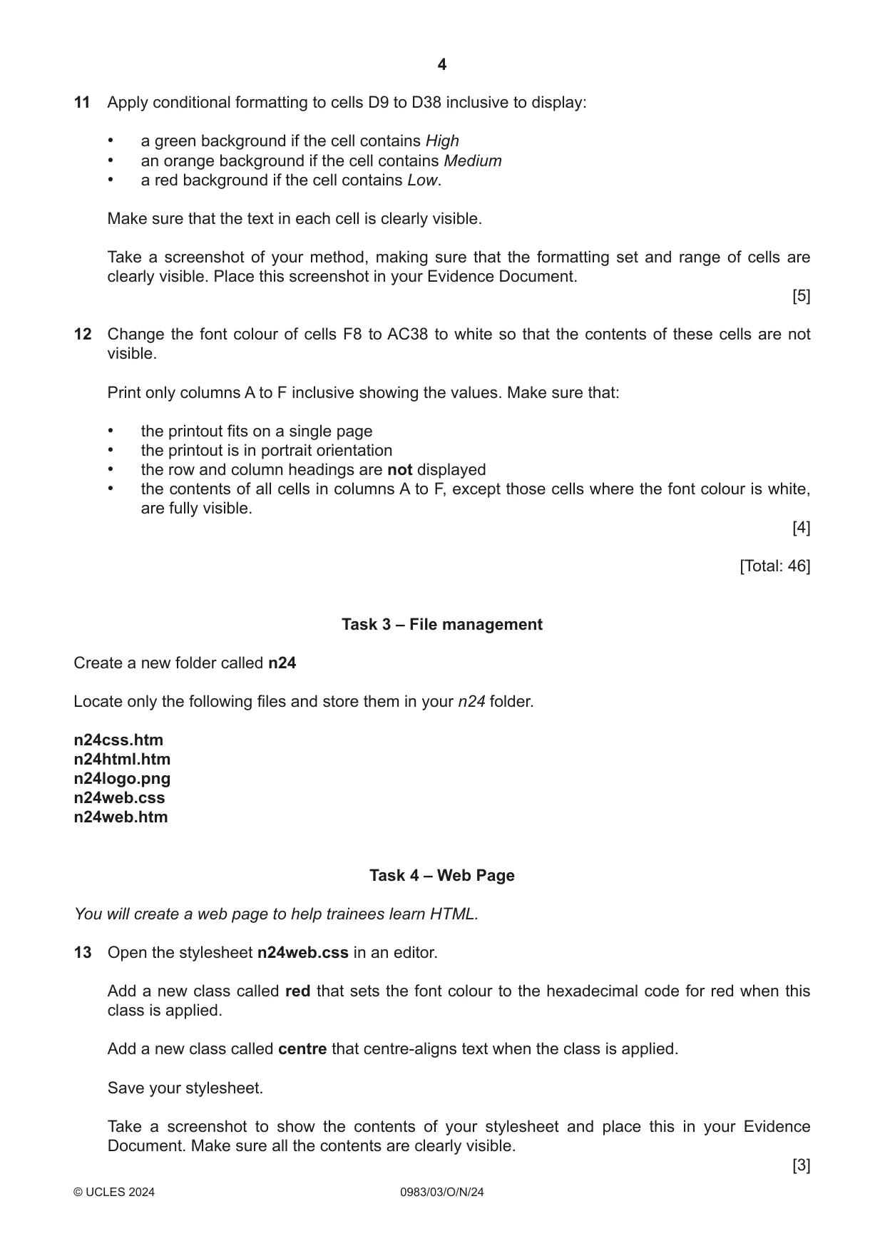 Cambridge IGCSE Information and Communication Technology (9-1) 0983 2024 Oct/Nov Paper 3 · Variant 0 question paper, page 4 of 8