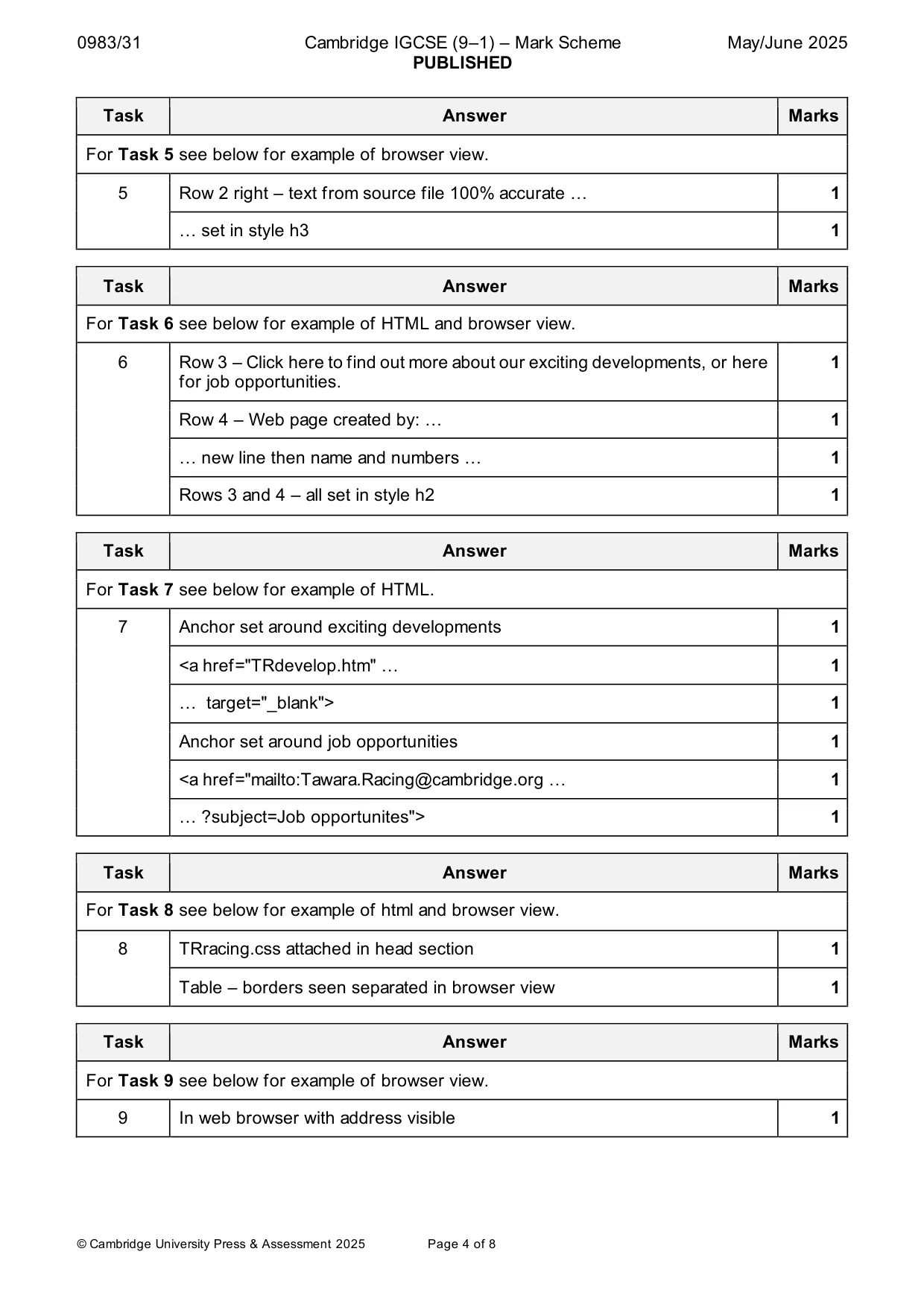 Mark scheme, page 4 of 8
