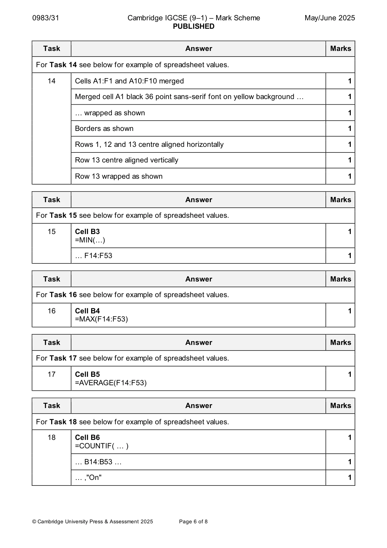 Mark scheme, page 6 of 8