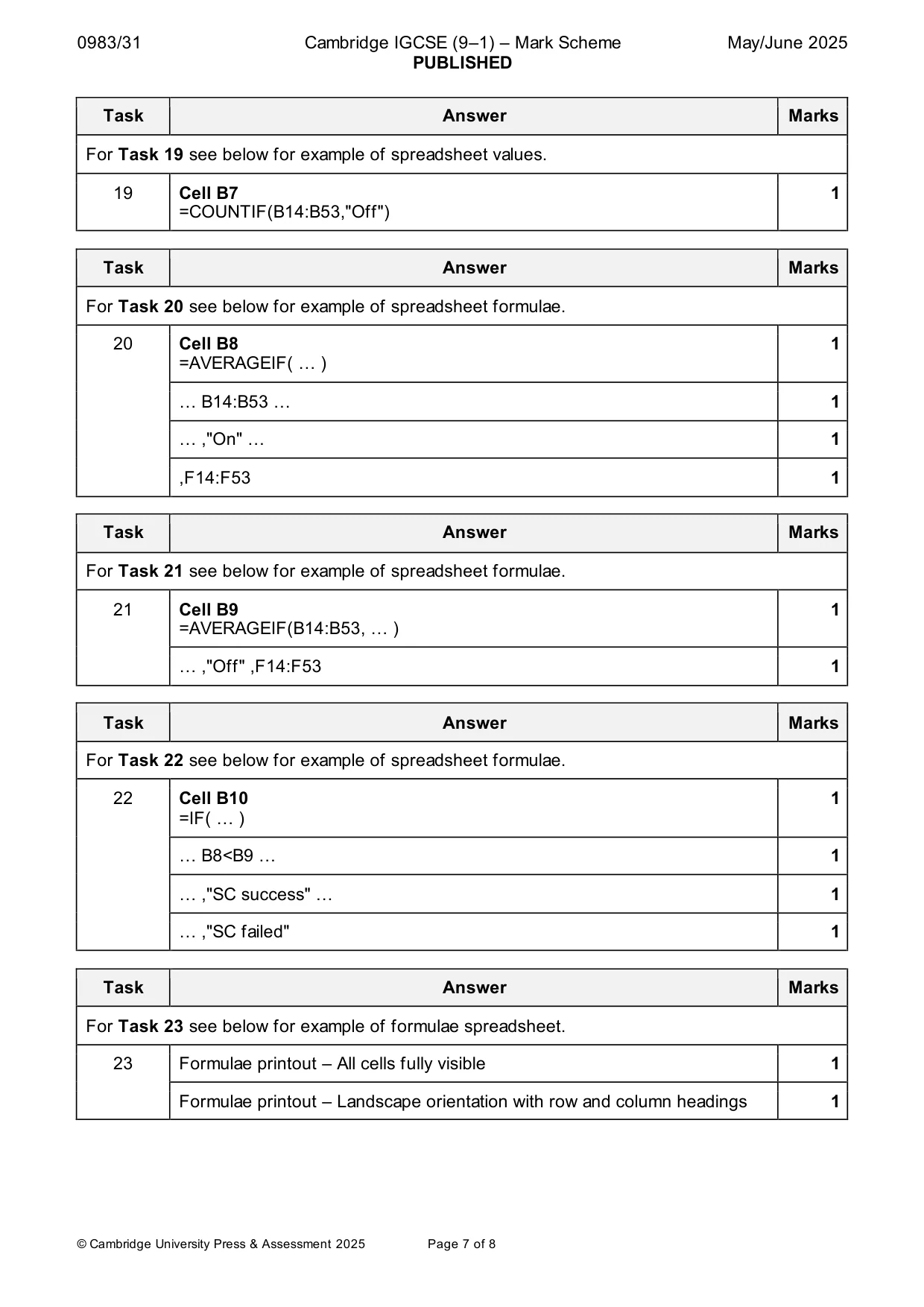 Mark scheme, page 7 of 8