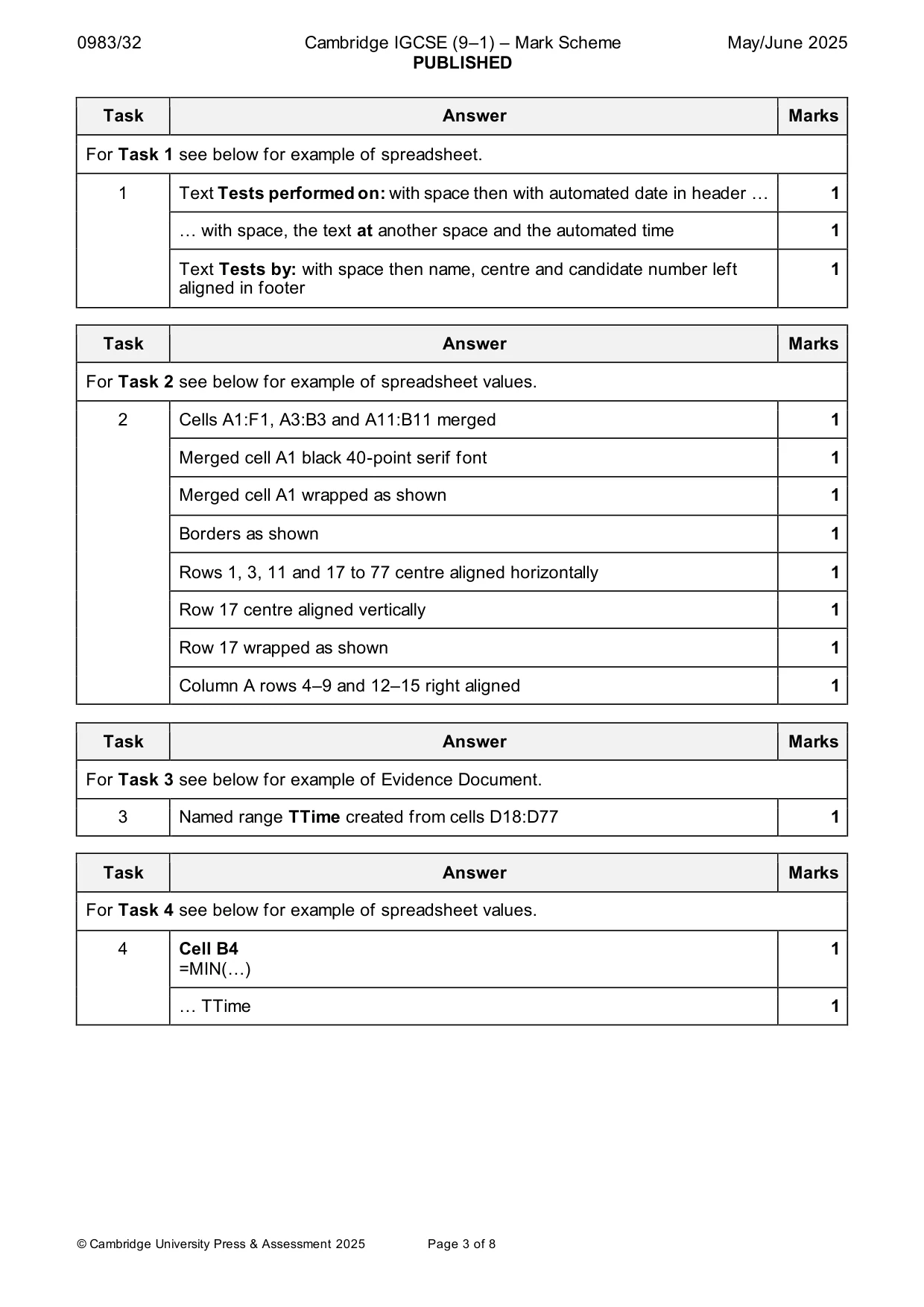 Mark scheme, page 3 of 8