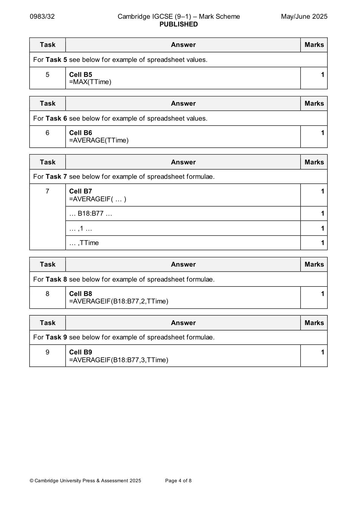 Mark scheme, page 4 of 8