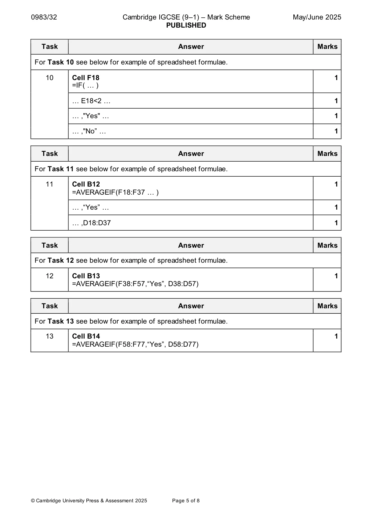 Mark scheme, page 5 of 8