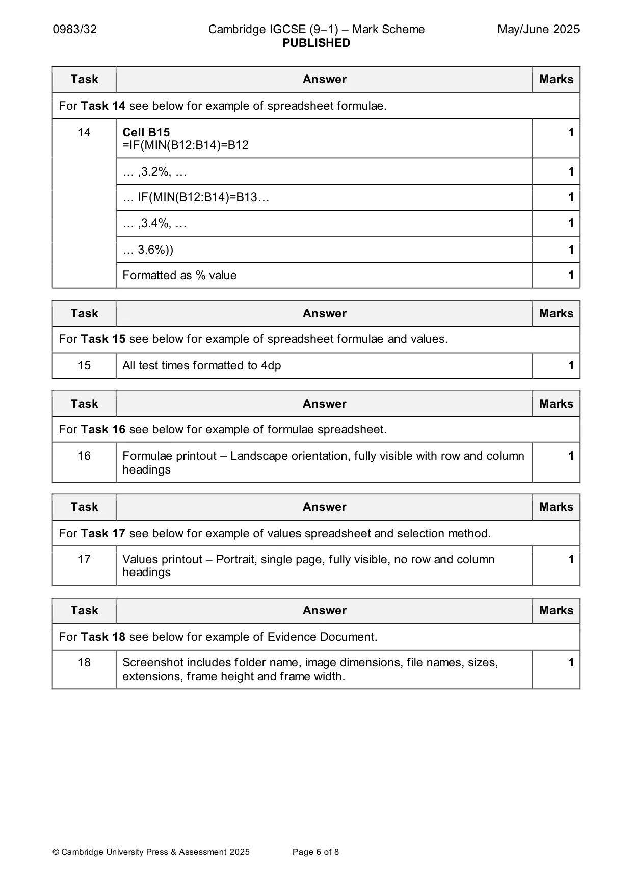 Mark scheme, page 6 of 8