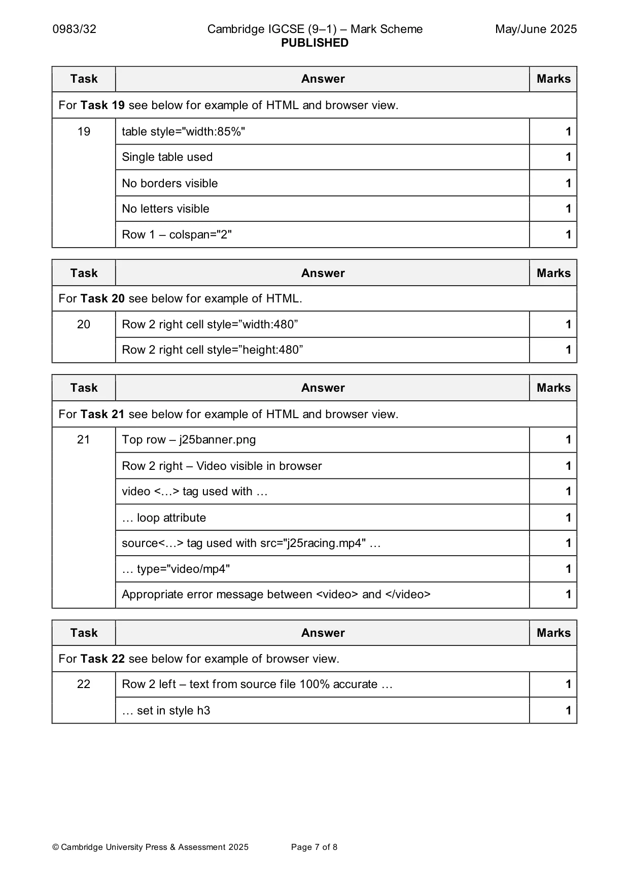 Mark scheme, page 7 of 8