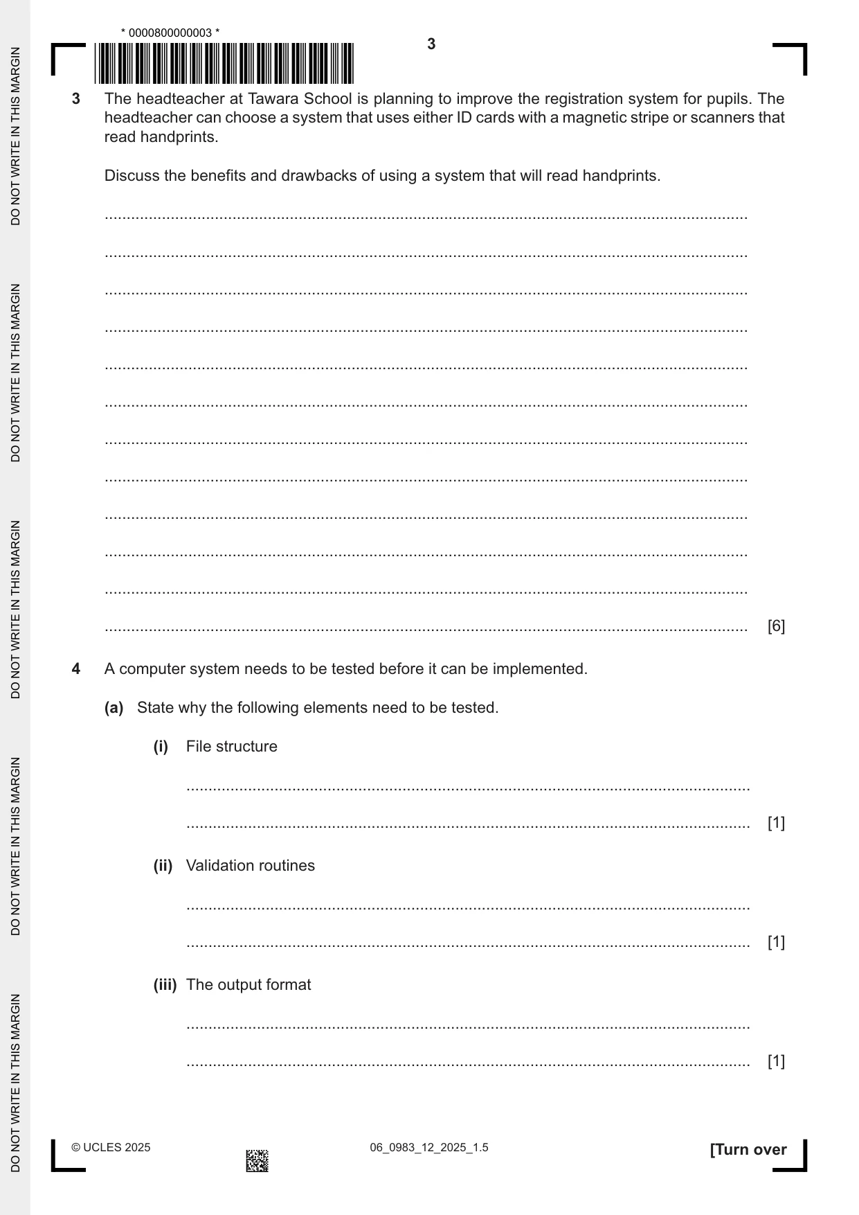 Cambridge IGCSE Information and Communication Technology (9-1) 0983 2025 May/June Paper 1 · Variant 2 question paper, page 3 of 12