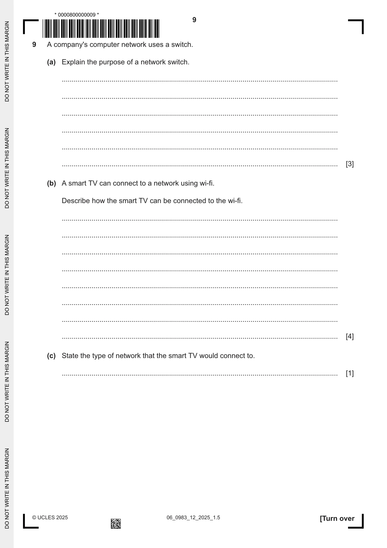 Cambridge IGCSE Information and Communication Technology (9-1) 0983 2025 May/June Paper 1 · Variant 2 question paper, page 9 of 12