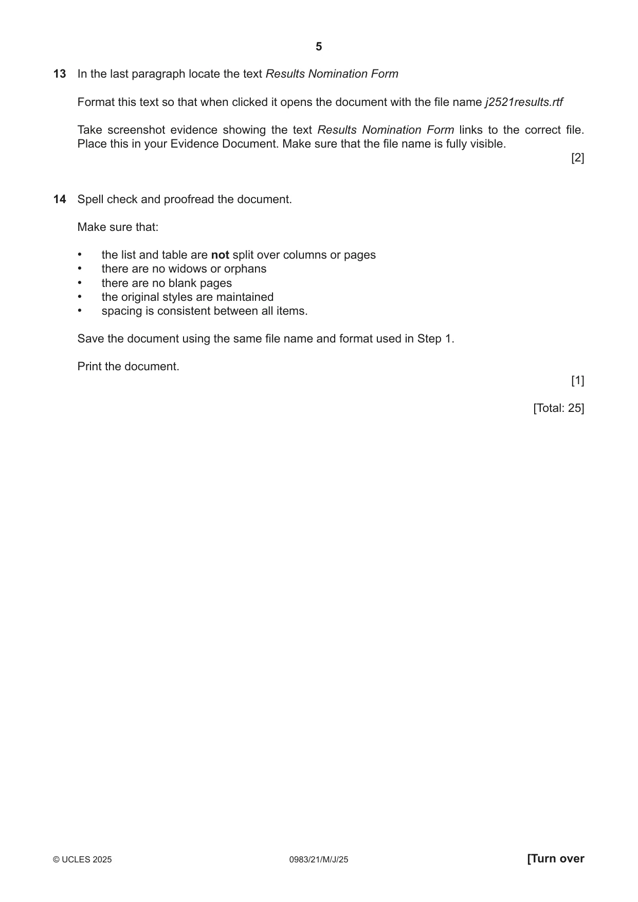 Cambridge IGCSE Information and Communication Technology (9-1) 0983 2025 May/June Paper 2 · Variant 1 question paper, page 5 of 12