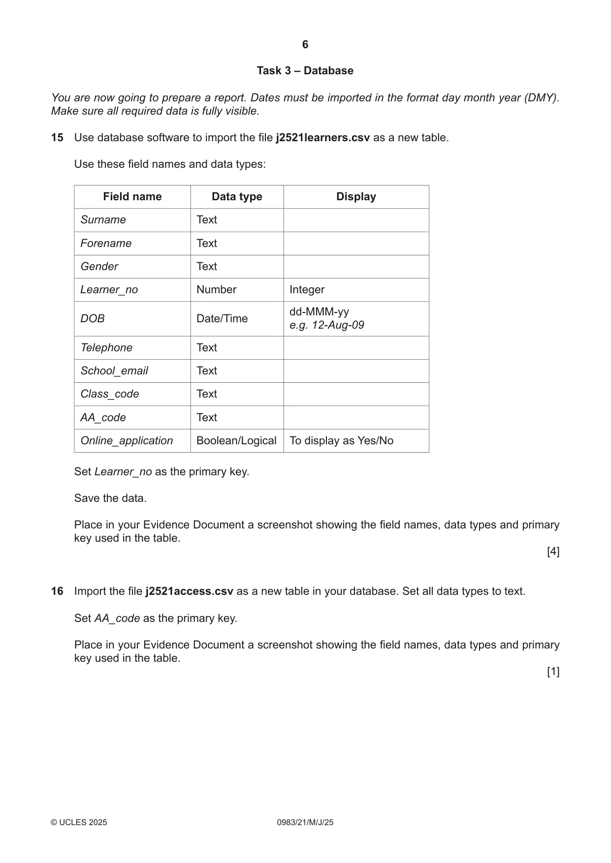 Cambridge IGCSE Information and Communication Technology (9-1) 0983 2025 May/June Paper 2 · Variant 1 question paper, page 6 of 12