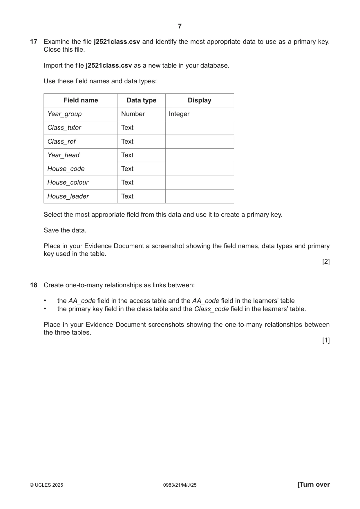 Cambridge IGCSE Information and Communication Technology (9-1) 0983 2025 May/June Paper 2 · Variant 1 question paper, page 7 of 12
