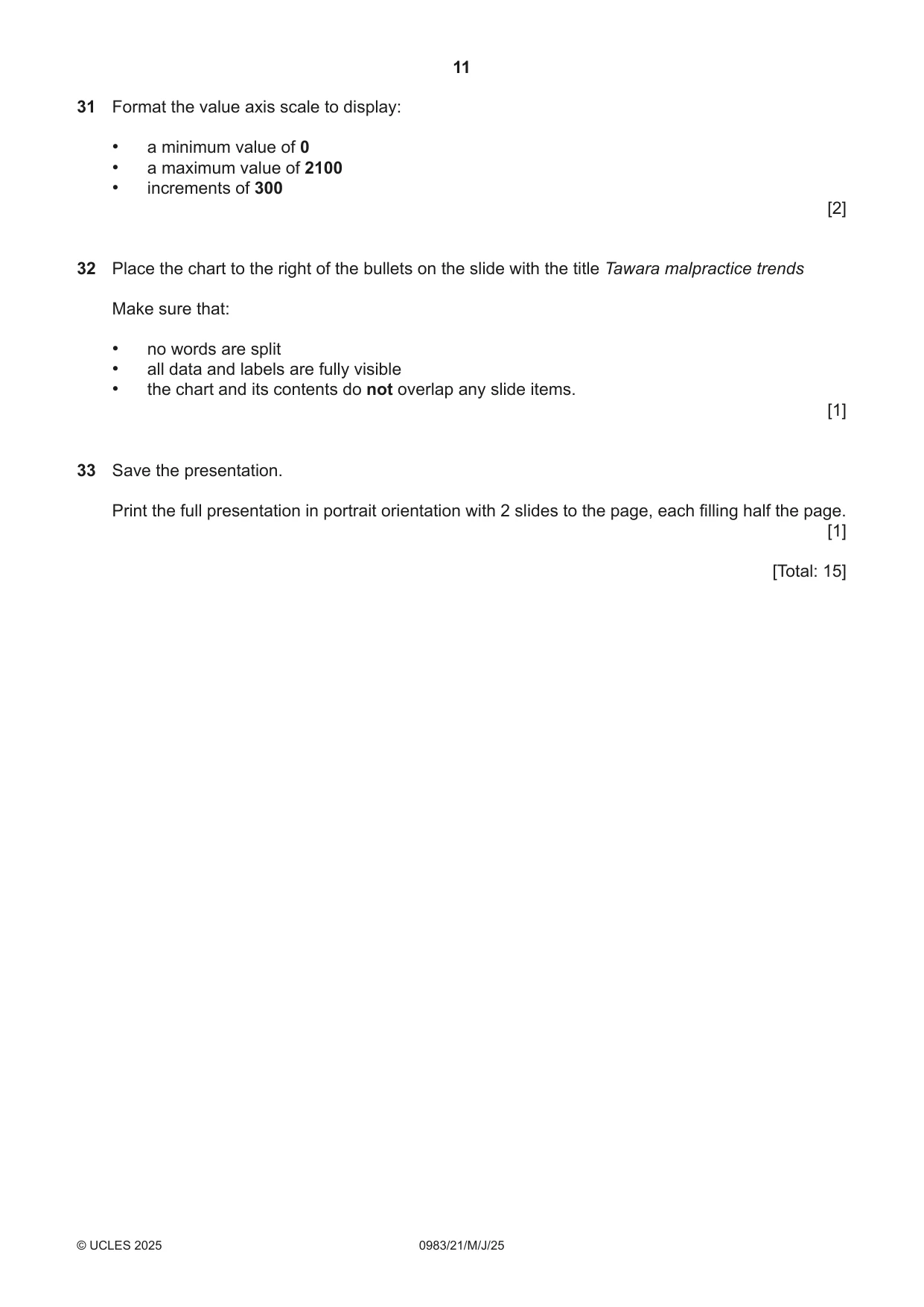 Cambridge IGCSE Information and Communication Technology (9-1) 0983 2025 May/June Paper 2 · Variant 1 question paper, page 11 of 12