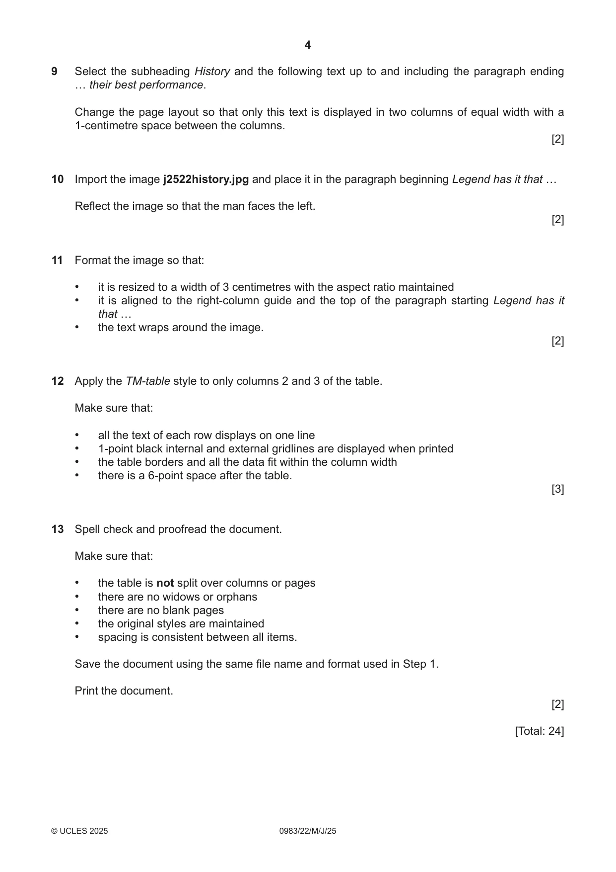 Cambridge IGCSE Information and Communication Technology (9-1) 0983 2025 May/June Paper 2 · Variant 2 question paper, page 4 of 12