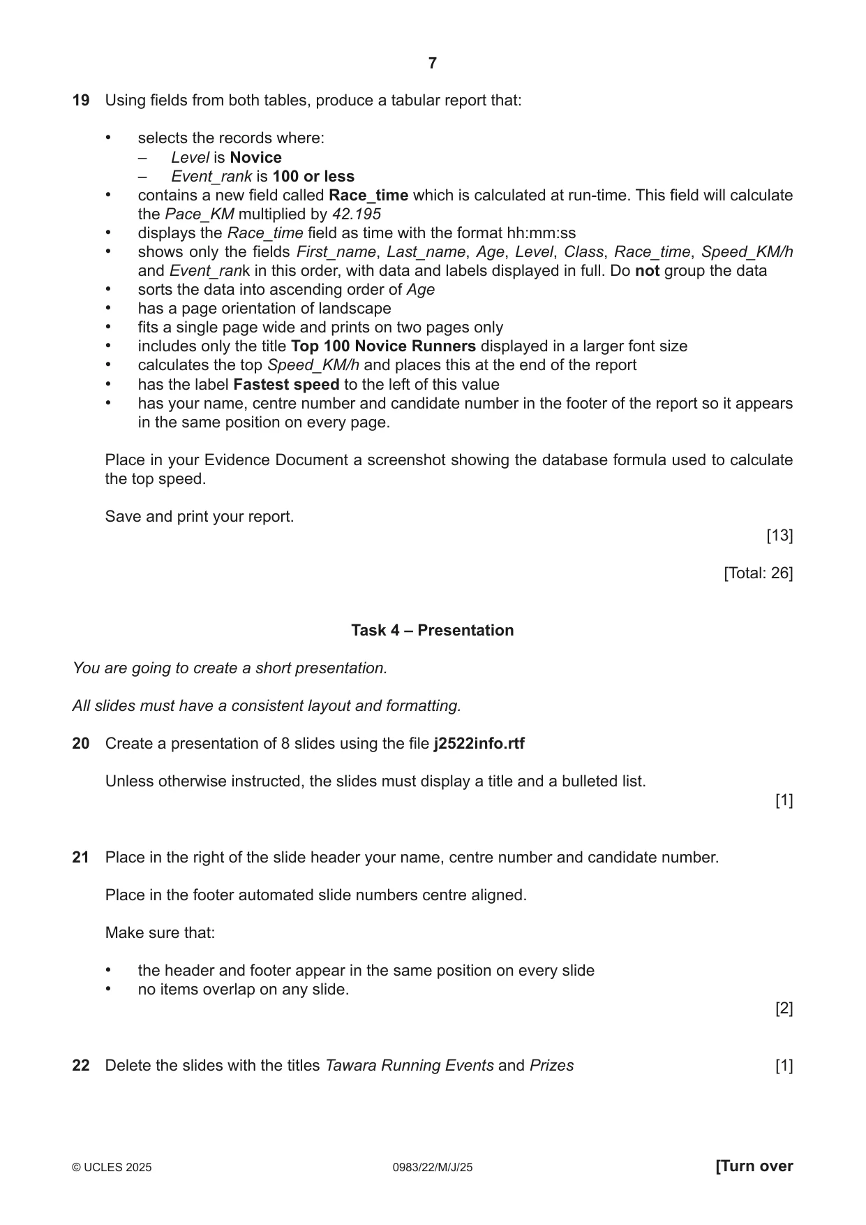 Cambridge IGCSE Information and Communication Technology (9-1) 0983 2025 May/June Paper 2 · Variant 2 question paper, page 7 of 12